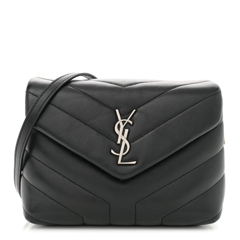 Calfskin Y Quilted Monogram Toy Loulou Crossbody Bag Black