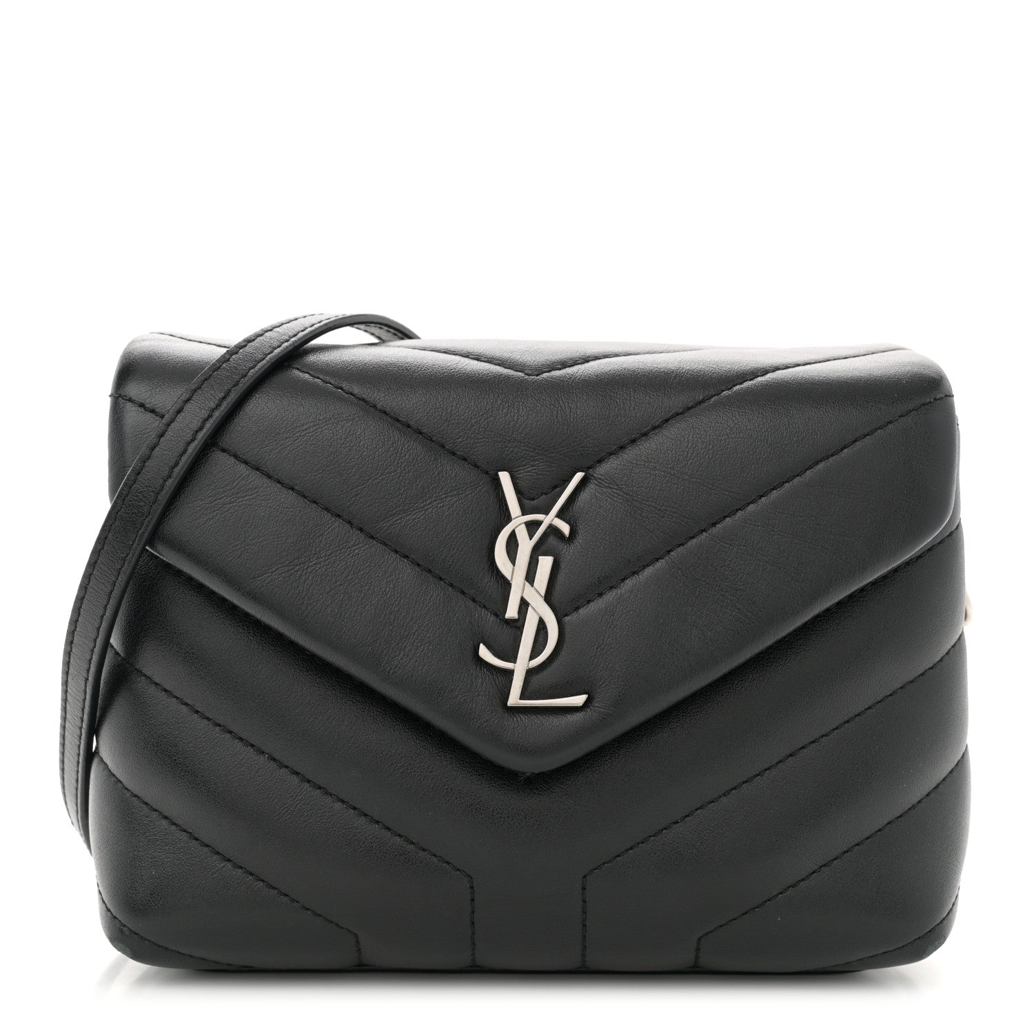 Saint Laurent Calfskin Y Quilted Monogram Toy Loulou Crossbody Bag Black 1 of 12