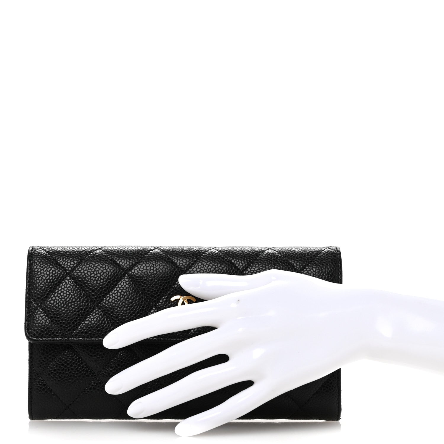 Chanel Caviar Quilted Large Gusset Flap Wallet Black 2 of 10