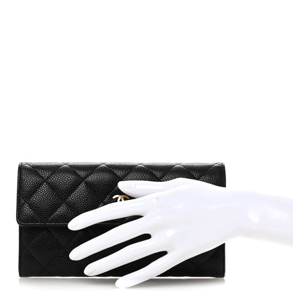 Chanel Caviar Quilted Large Gusset Flap Wallet Black 2 of 10