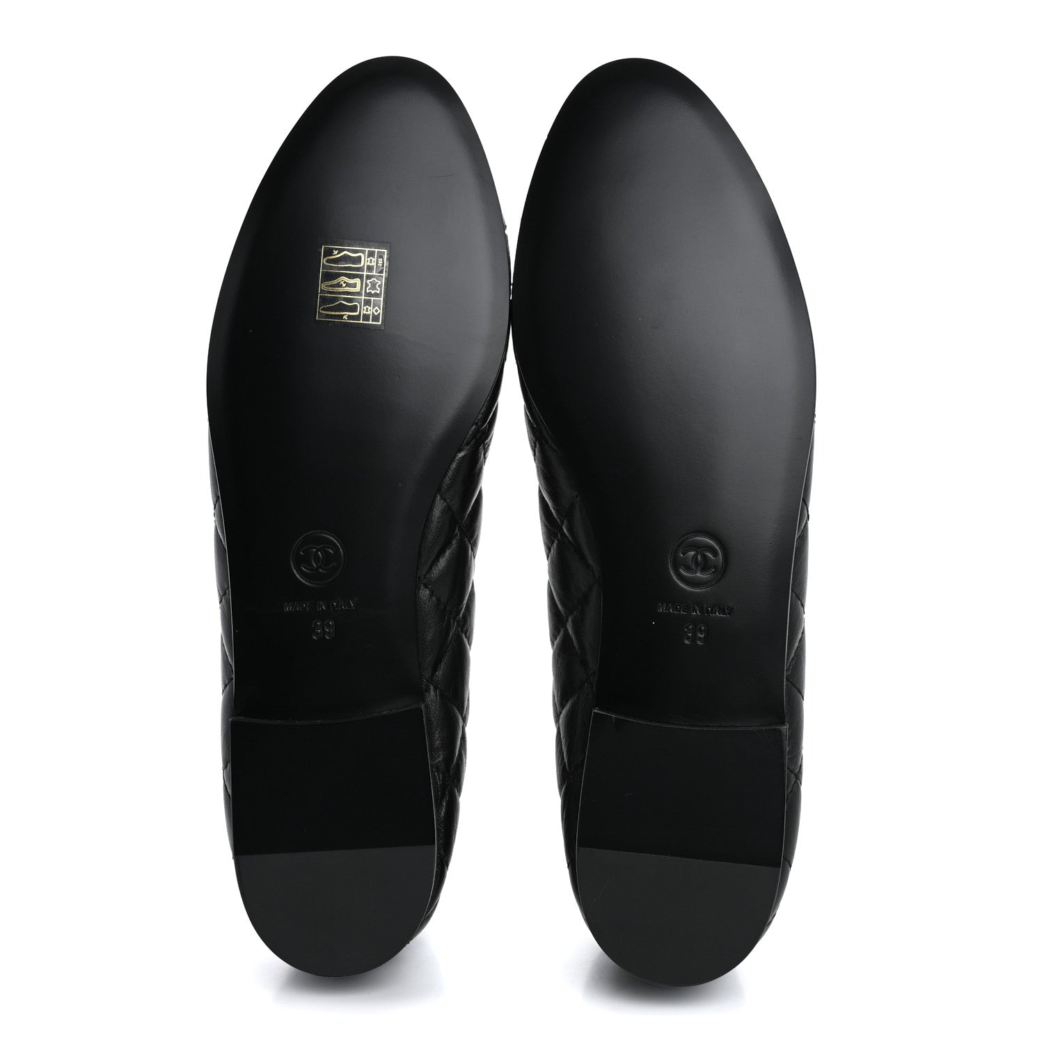 Chanel Aged Calfskin Quilted CC Cap Toe Ballerina Flats 39 Black 6 of 10