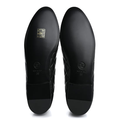 Chanel Aged Calfskin Quilted CC Cap Toe Ballerina Flats 39 Black 6 of 10