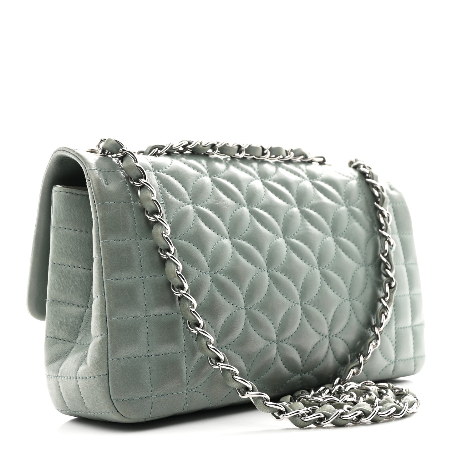 Lambskin Quilted Lady Graphic Flap Green