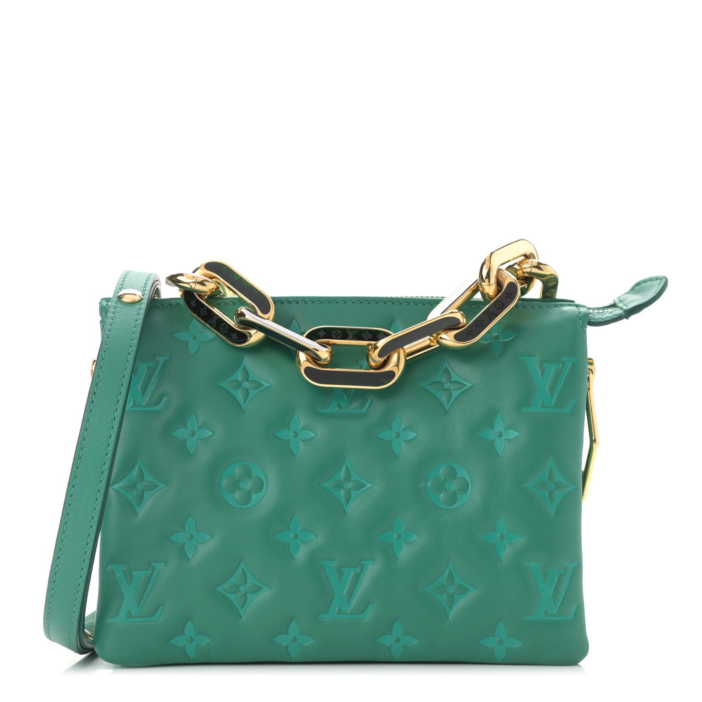 Lambskin Embossed Monogram Coussin BB Emeraude