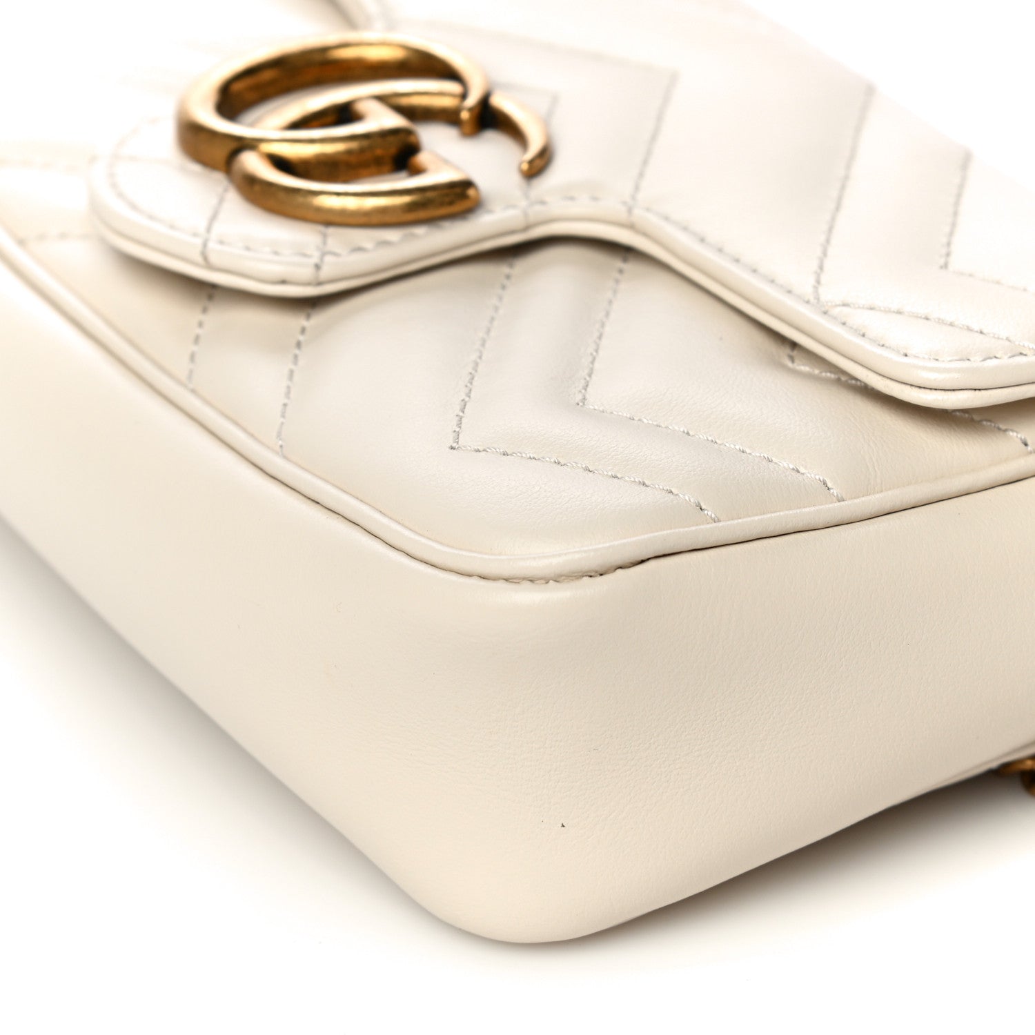 Gucci Calfskin Matelasse Super Mini GG Marmont Shoulder Bag White 10 of 11