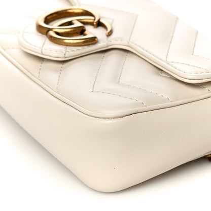 Gucci Calfskin Matelasse Super Mini GG Marmont Shoulder Bag White 10 of 11
