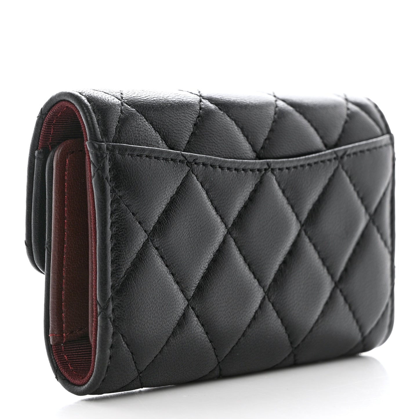 Lambskin Quilted 4 Key Holder Black
