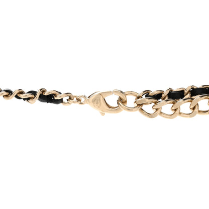 Chanel Lambskin Tweed CC Locket Pendant Necklace Black Pink Gold 4 of 4