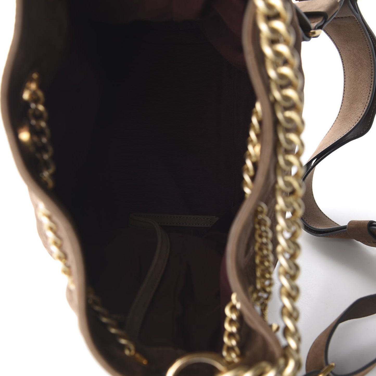 Suede Calfskin Small On My Shoulder Drawstring Bag Brown