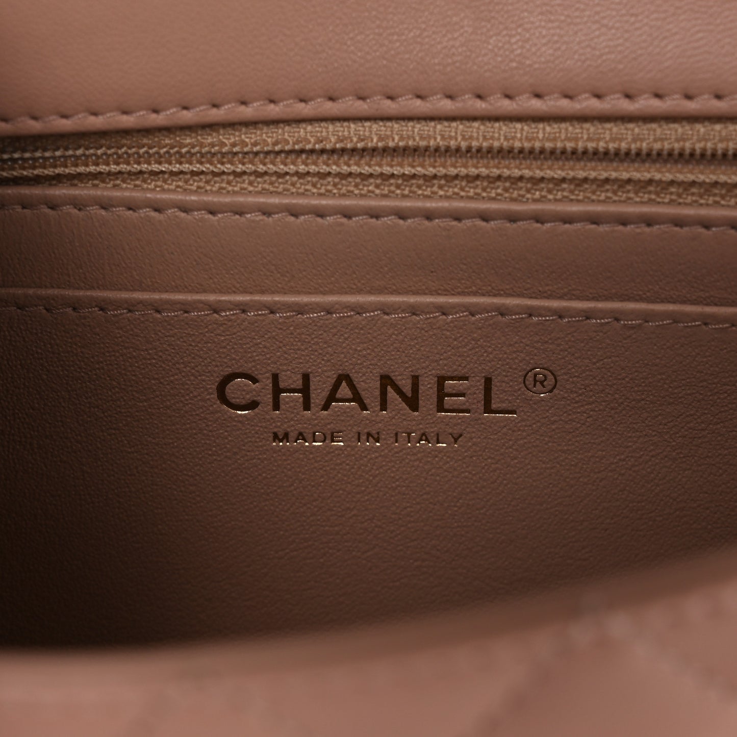 Lambskin Quilted Mini Rectangular Flap Beige
