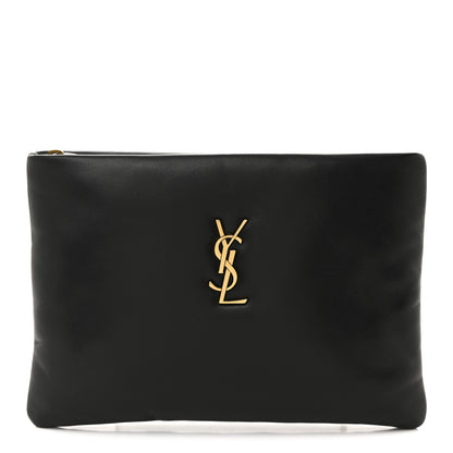 Saint Laurent Lambskin Small Calypso Pouch Black 1 of 8