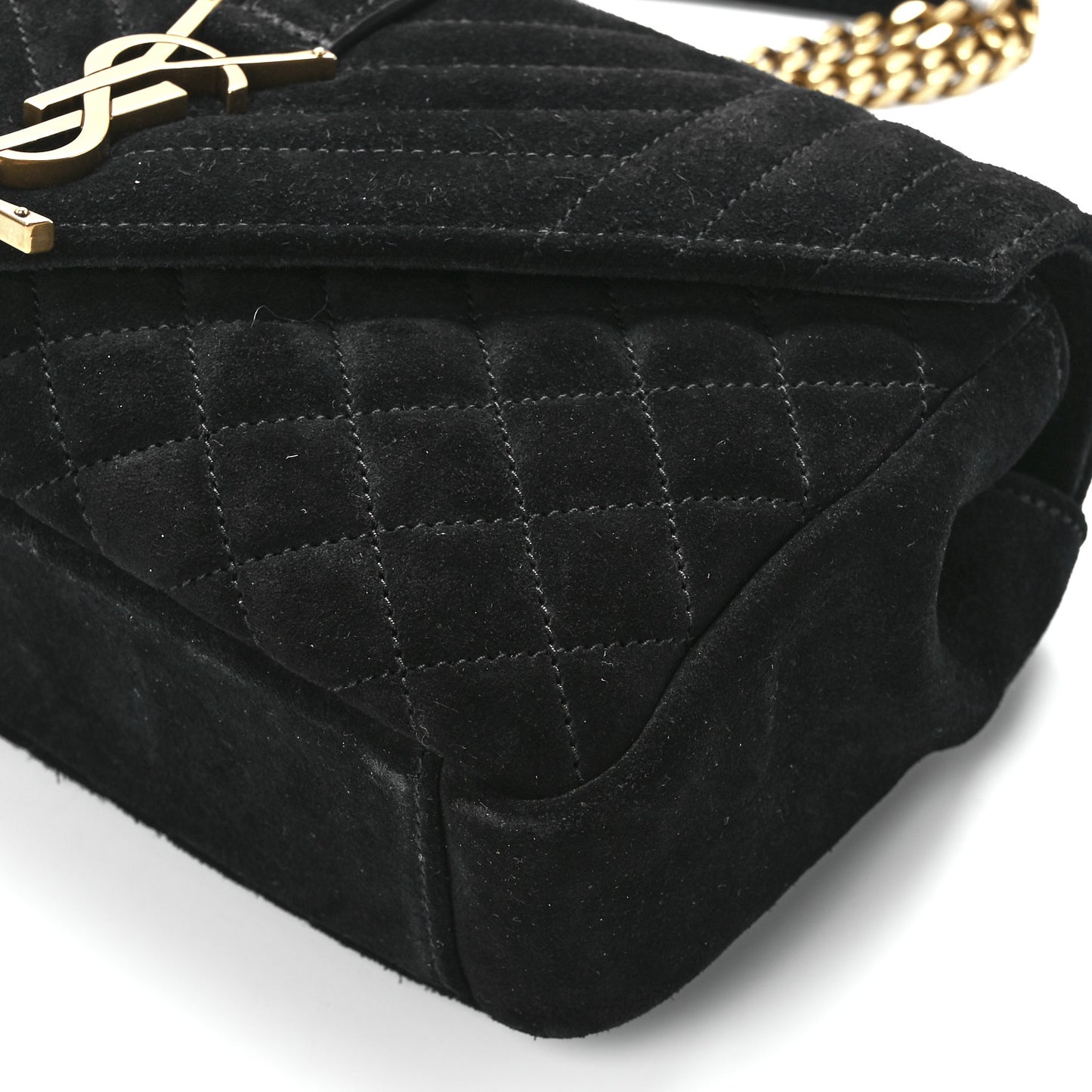 Suede Tri-Quilt Monogram Medium College Bag Black