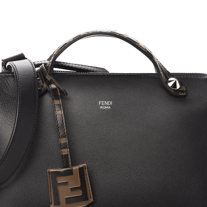 Fendi Vitello Dolce Bi-Color FF 1974 Embossed Medium By The Way Boston Bag Black Maya 10 of 10