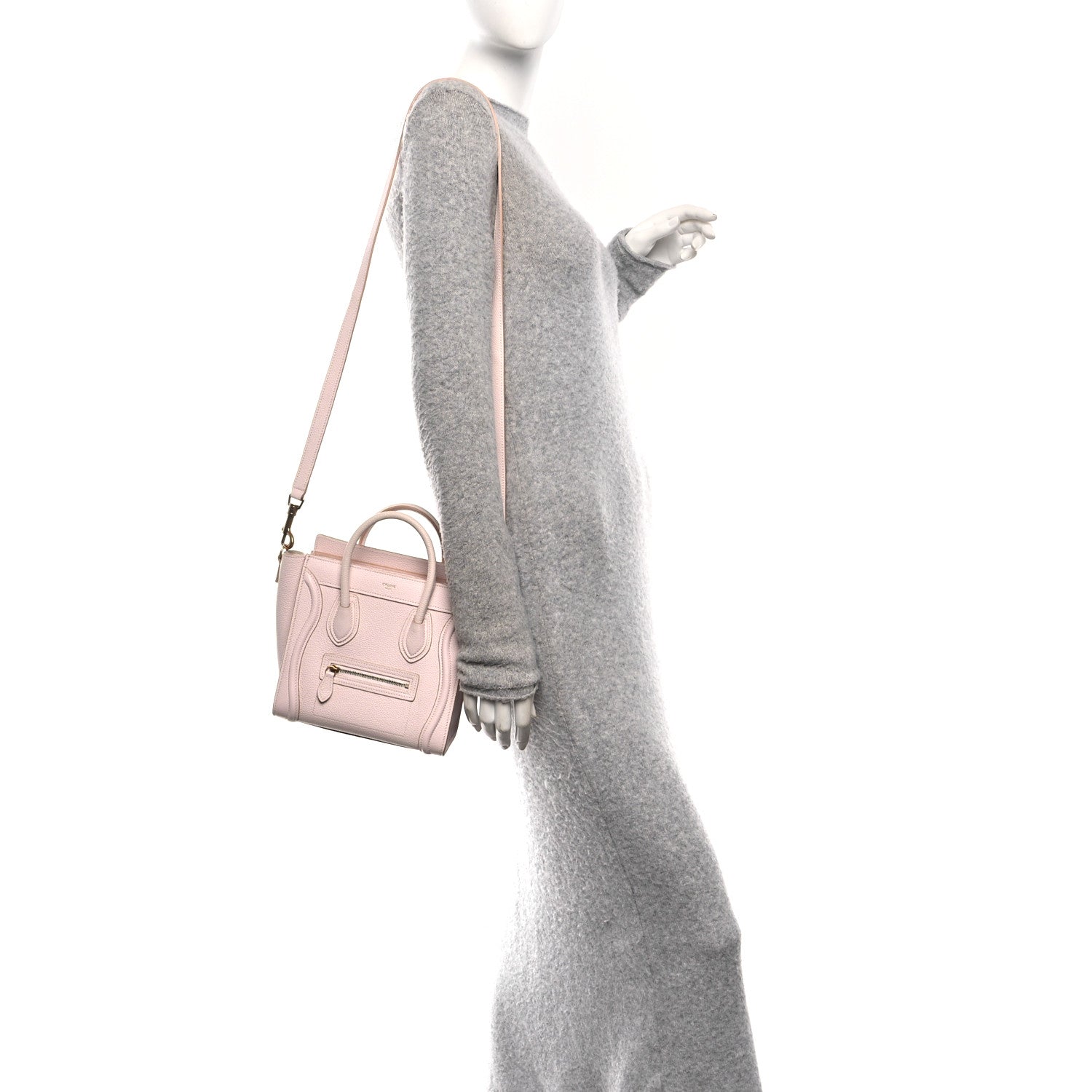 Celine Drummed Calfskin Nano Luggage Pale Pink 2 of 13