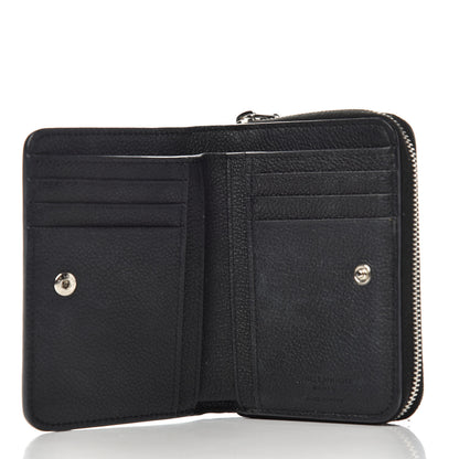 Saint Laurent Grained Calfskin Rive Gauche Compact Zip Around Wallet Black 5 of 6
