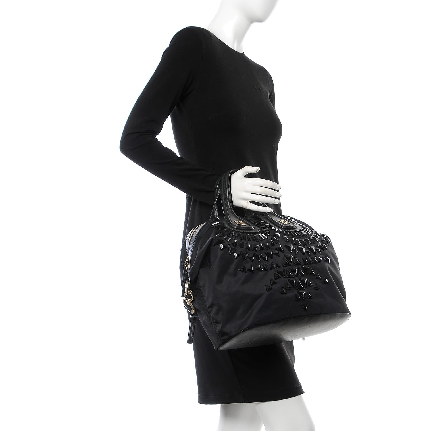 Givenchy Nylon Studded Medium Nightingale Bag Black 3 of 9