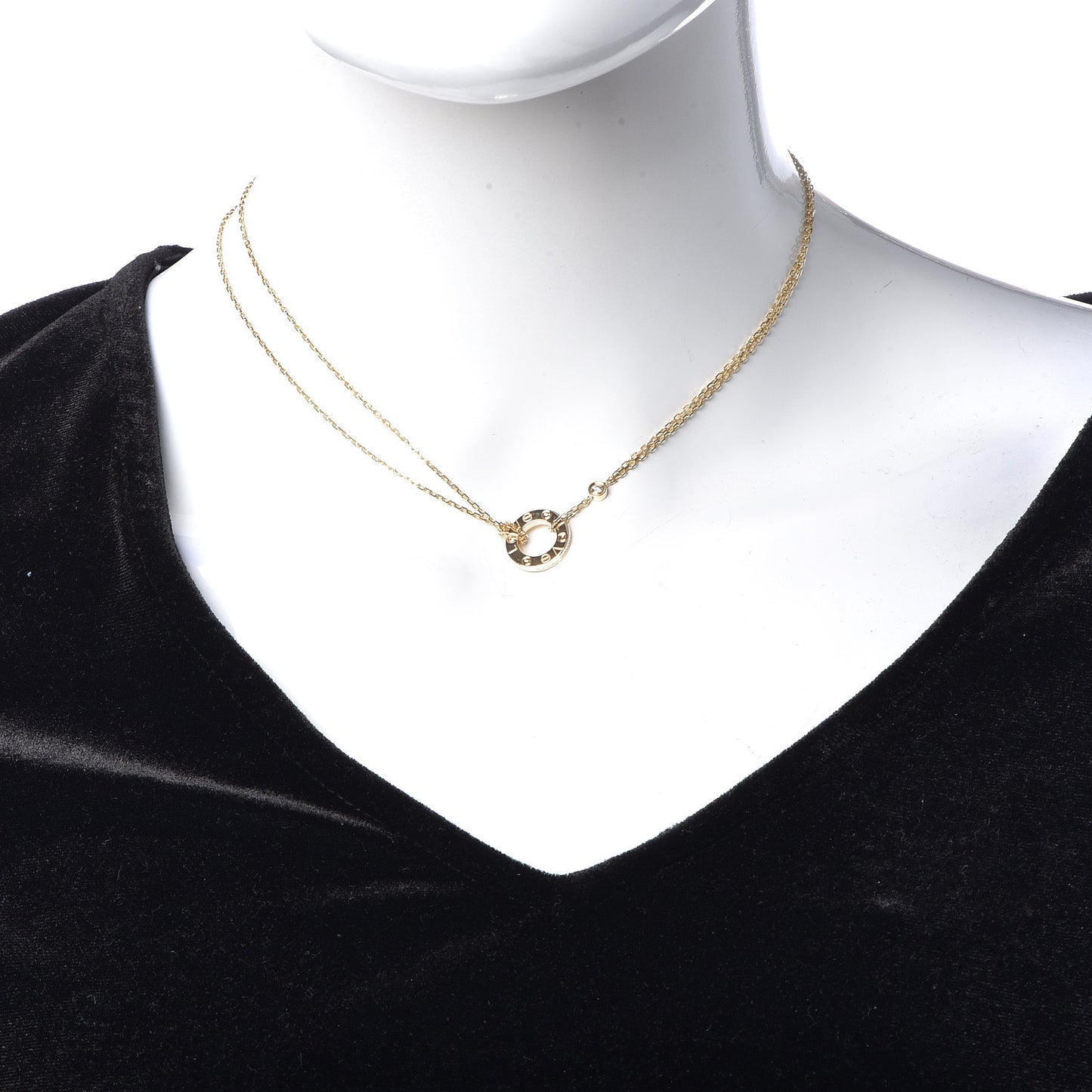 18K Yellow Gold 2 Diamond LOVE Necklace