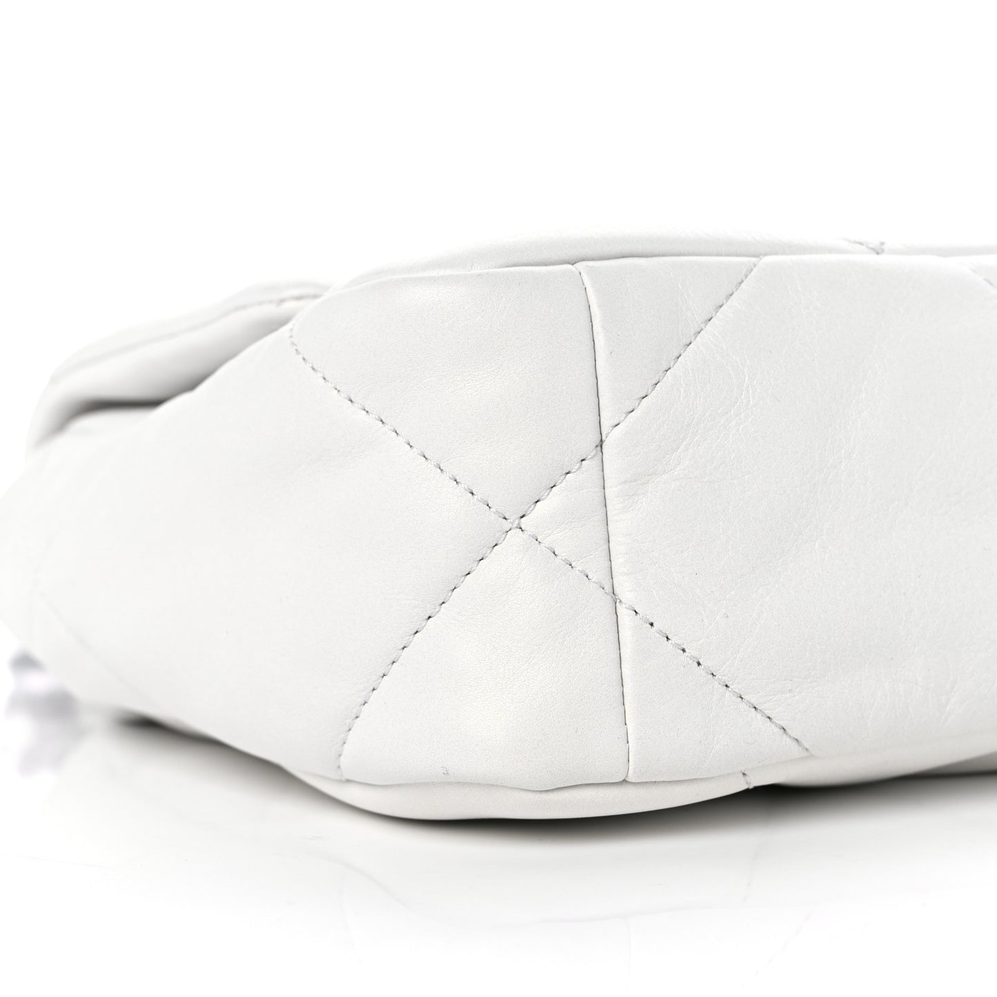 Glossy Calfskin Quilted Medium Chanel 19 Flap White Black