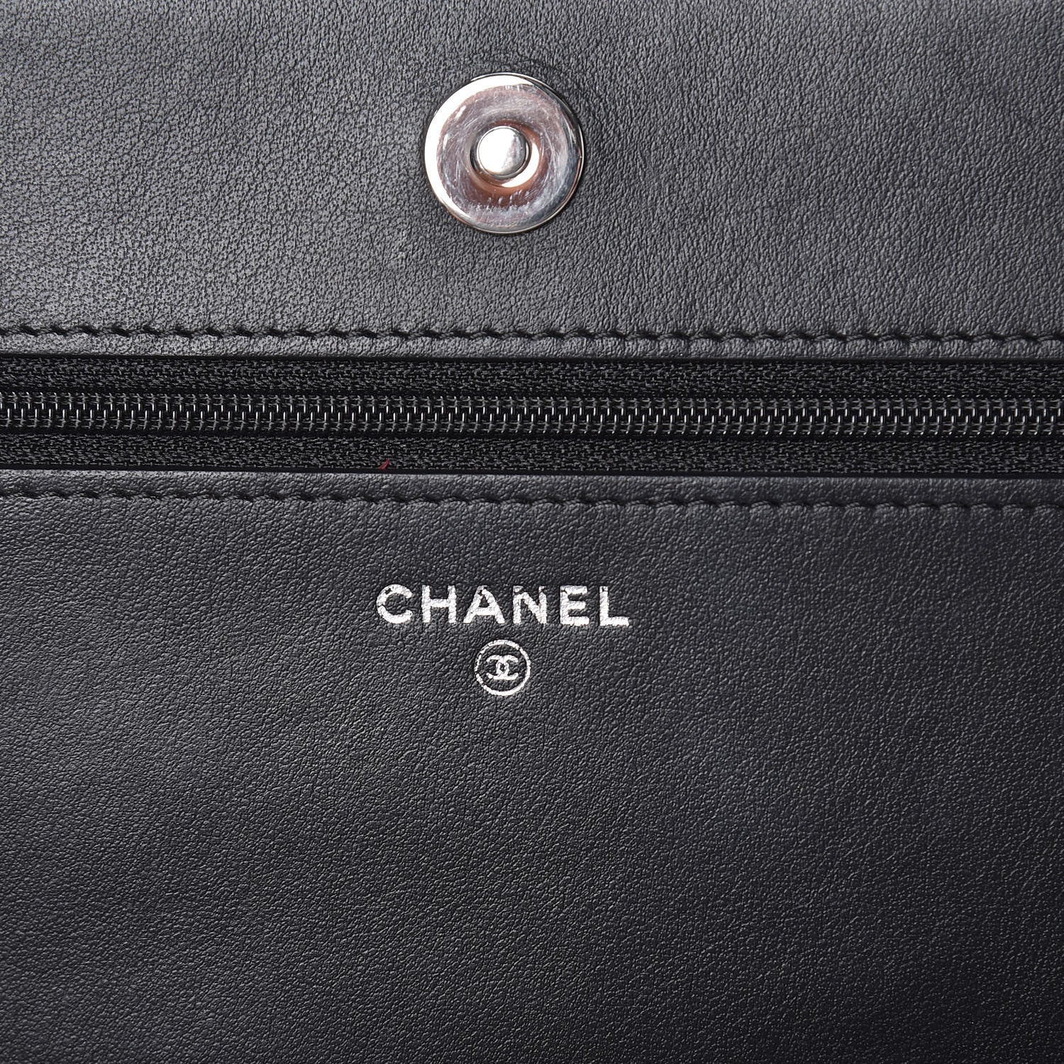 Chanel Lambskin Camellia Embossed Wallet On Chain WOC Black 10 of 19