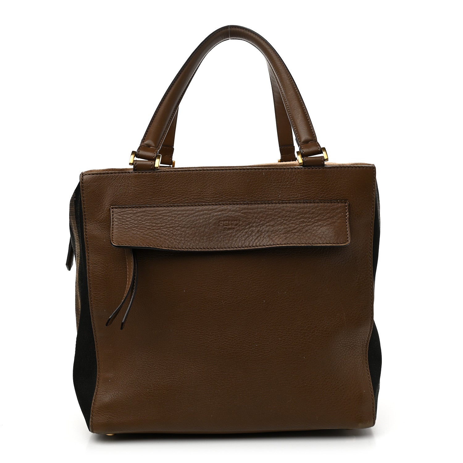Fendi Vitello Pequin Magnetic Top Satchel Foresta 1 of 14