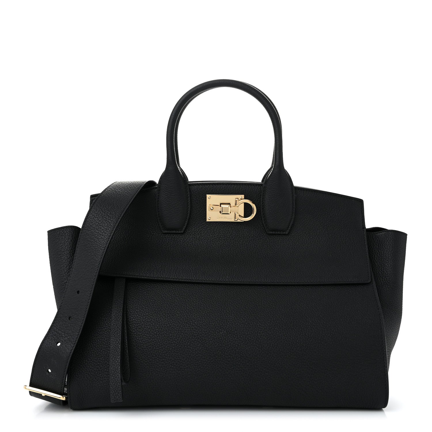 Salvatore Ferragamo Calfskin Large Studio Soft Bag Black 1 of 8