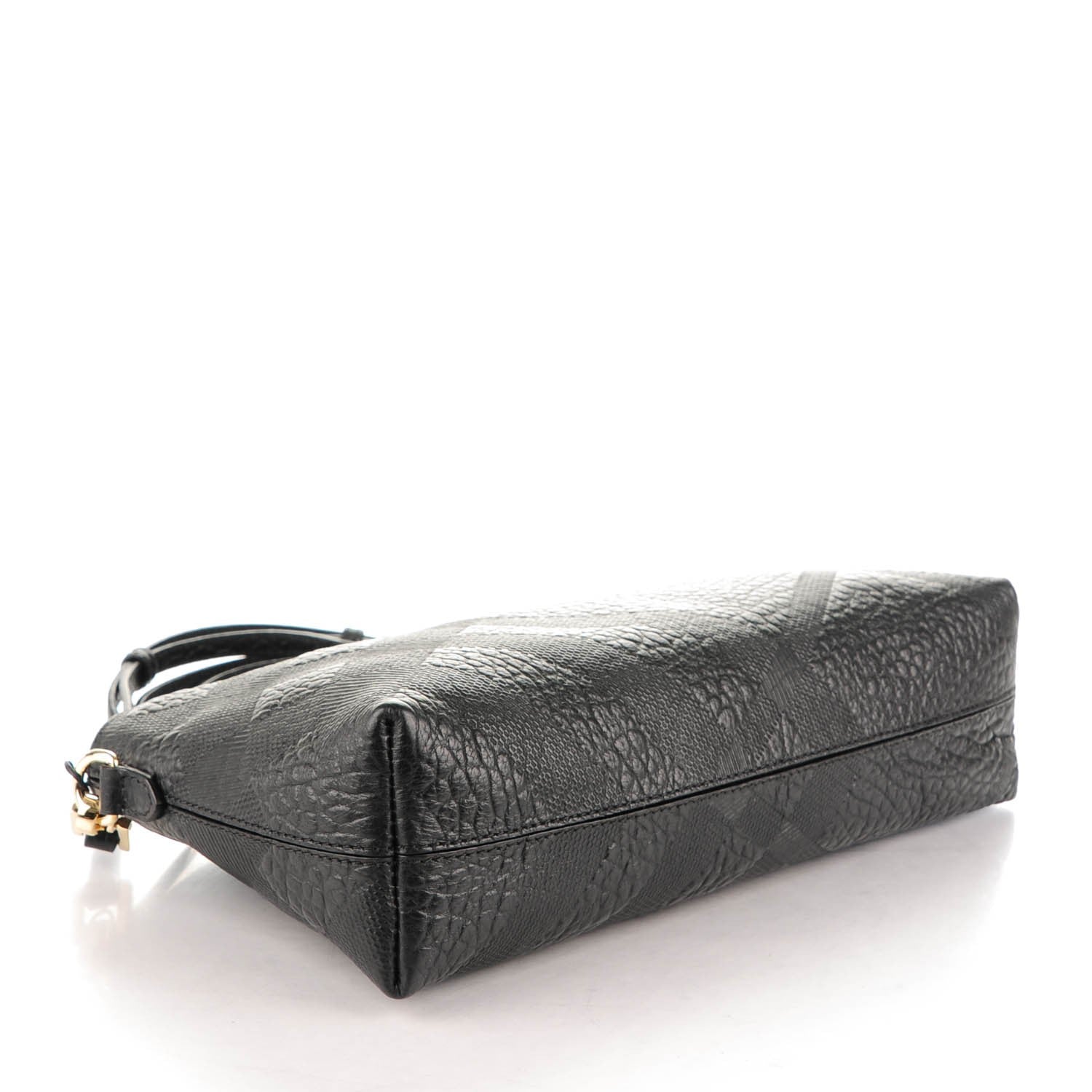 Burberry Signature Grain Calfskin Check Embossed Small Chichester Crossbody Clutch Bag Black 4 of 8