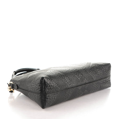 Burberry Signature Grain Calfskin Check Embossed Small Chichester Crossbody Clutch Bag Black 4 of 8