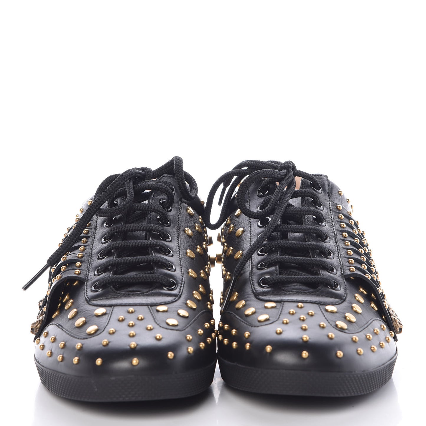 Calfskin Mens Studded Sneakers 8.5 Black