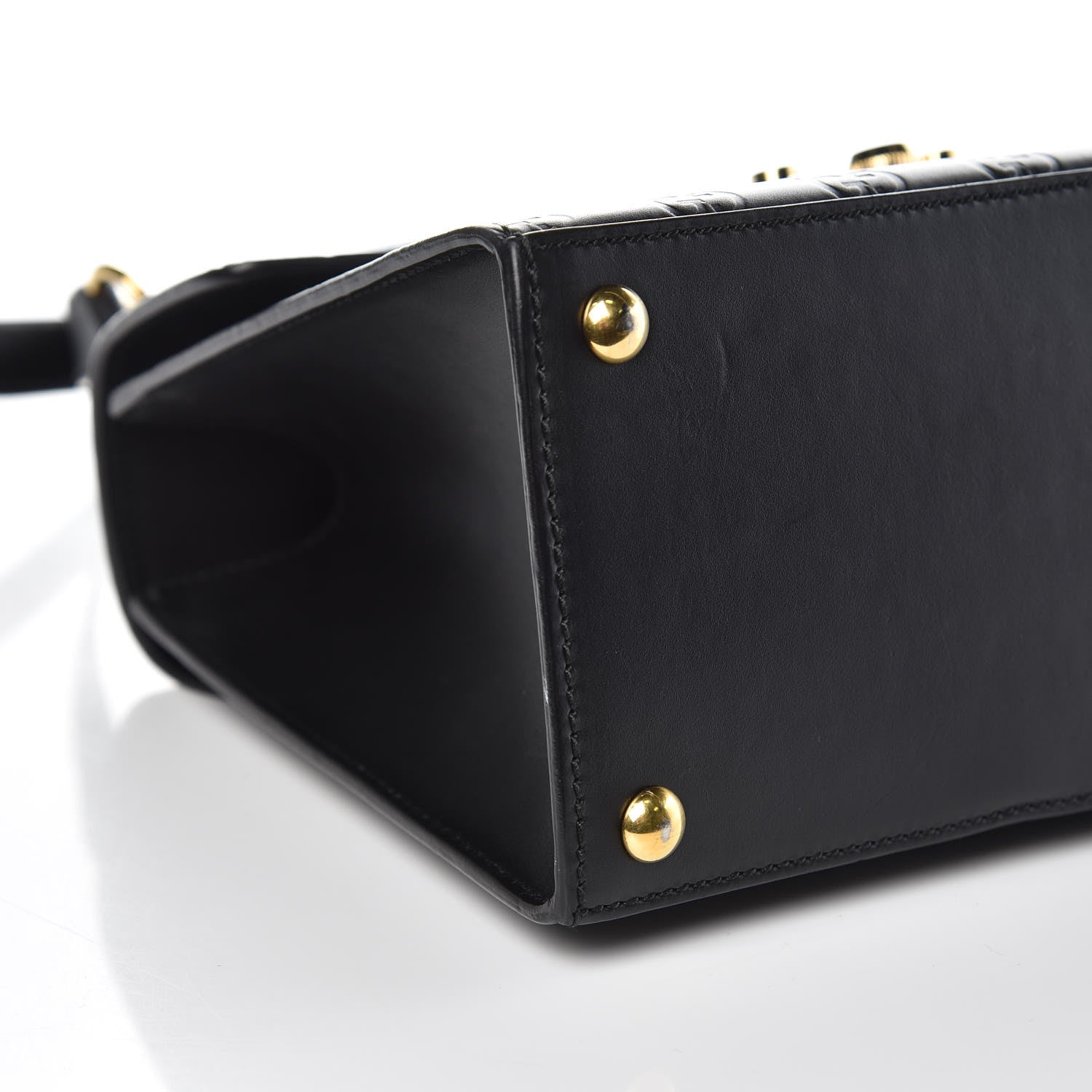 Gucci Guccissima Signature Small Padlock Top Handle Bag Black 8 of 10