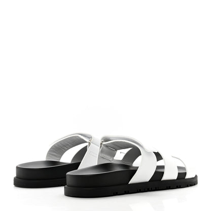 Hermes Calfskin Womens Chypre Sandals 37 White 4 of 9