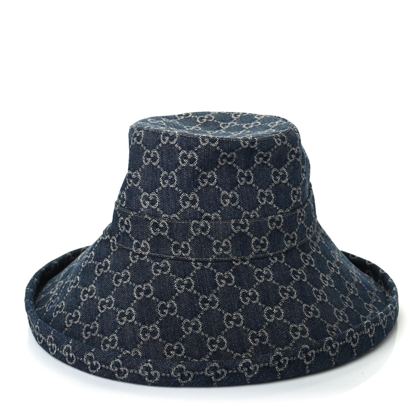 Eco Washed Denim GG Monogram Brim Hat XL Blue Ivory
