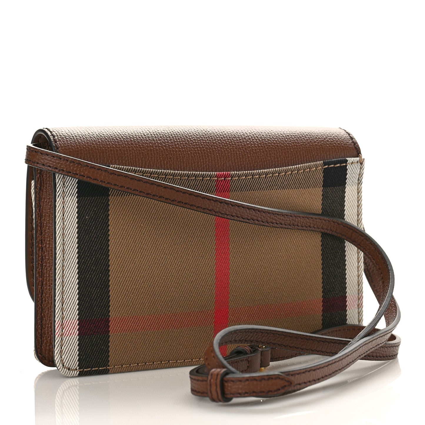 Grained Calfskin House Check Tartan Mix Hampshire Wallet On Chain Tan