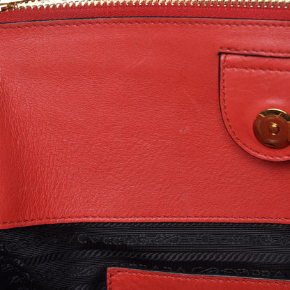 Prada Glace Calfskin Twin Pocket Tote Fuoco 9 of 22