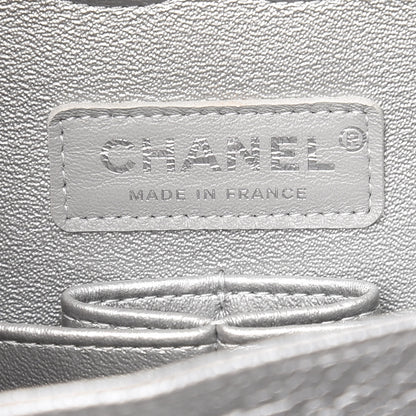 Chanel Metallic Caviar Quilted Medium Double Flap Silver 6 of 9