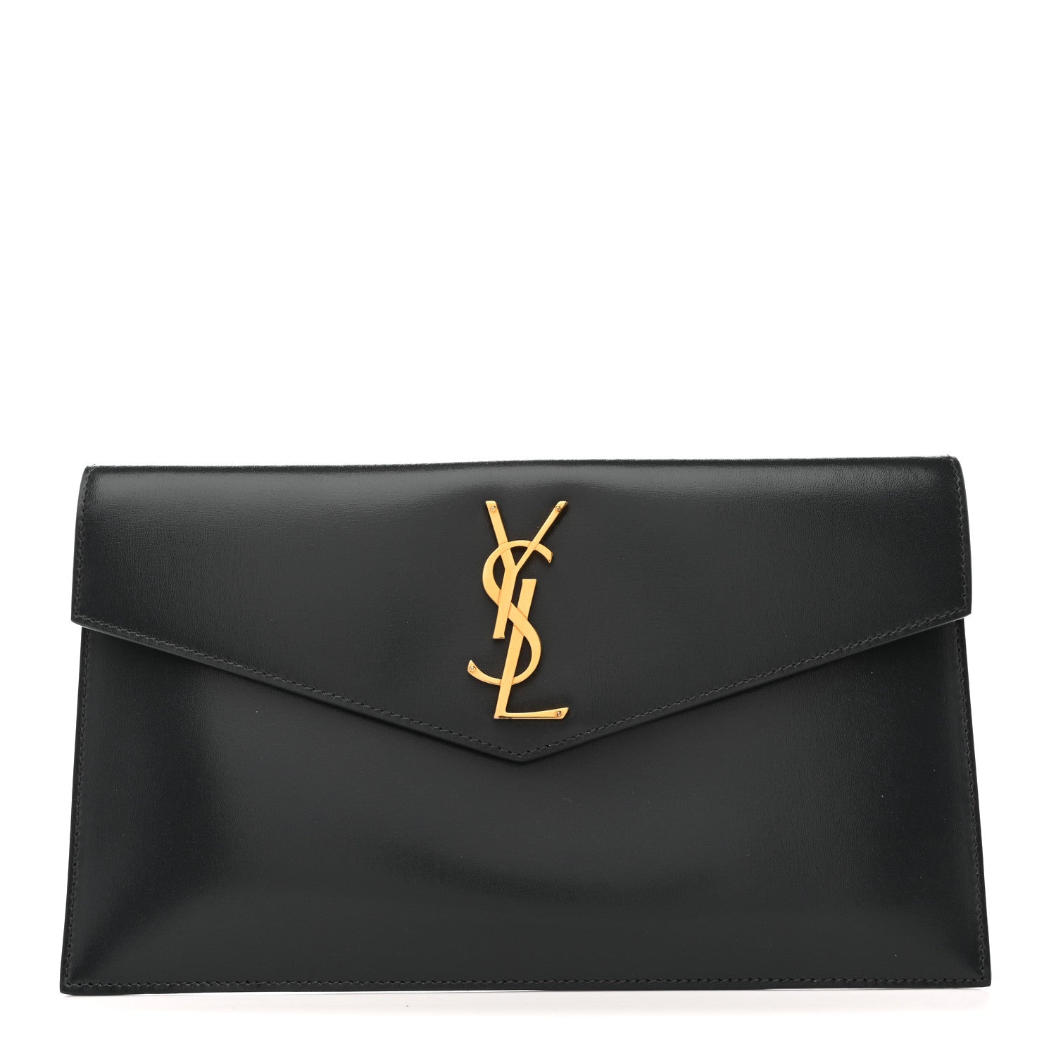 Saint Laurent Smooth Shiny Calfskin Uptown Pouch Storm 1 of 9