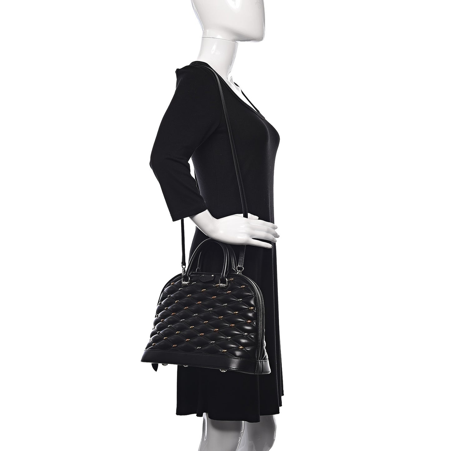 Lambskin Studded Malletage Alma PM Black