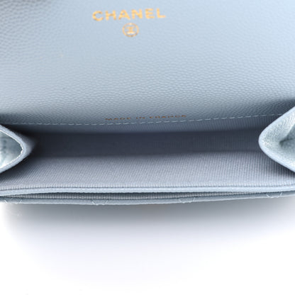 Chanel Caviar Quilted Flap Card Holder Wallet Light Blue 5 of 9