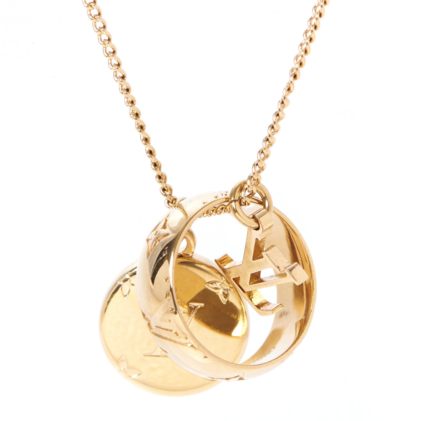 Monogram LV Charms Necklace Gold