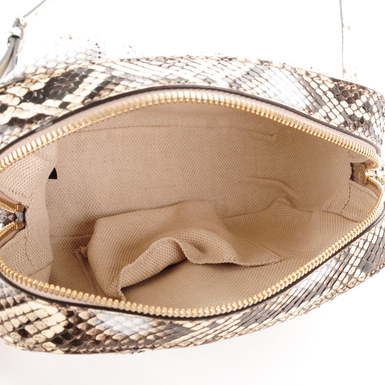 Gucci Python Small Soho Disco Bag Off White Nut Brown Beige 5 of 8