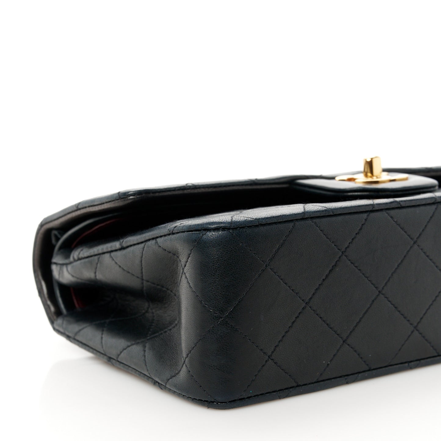 Lambskin Quilted Small Double Flap Black