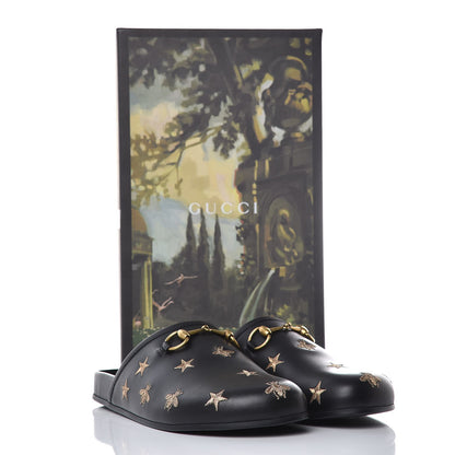 Gucci Calfskin Bee Star Embroidered Mens Horsebit River Slippers 8 Black 9 of 9