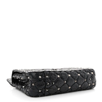Valentino Garavani Craquele Nappa Small Rockstud Spike Shoulder Bag Black 4 of 11