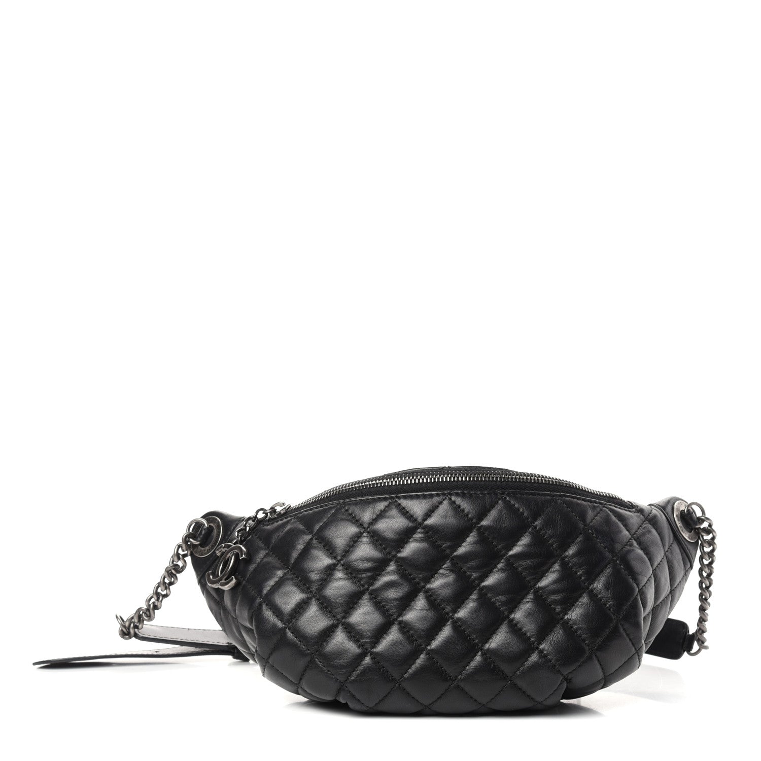 Chanel Lambskin Quilted Banane Waist Bag Fanny Pack Black 1 of 9