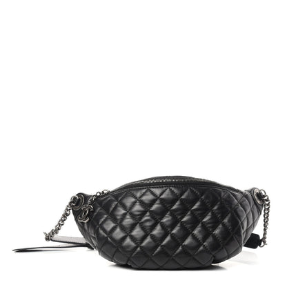 Chanel Lambskin Quilted Banane Waist Bag Fanny Pack Black 1 of 9