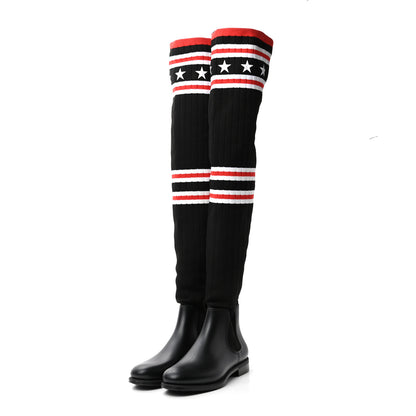 Givenchy Knit Rubber Storm Over The Knee Boots 37 Black 3 of 8