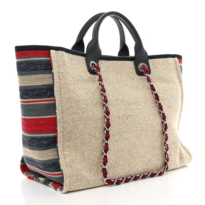 Chanel Striped Canvas Medium Deauville Tote Beige 2 of 13