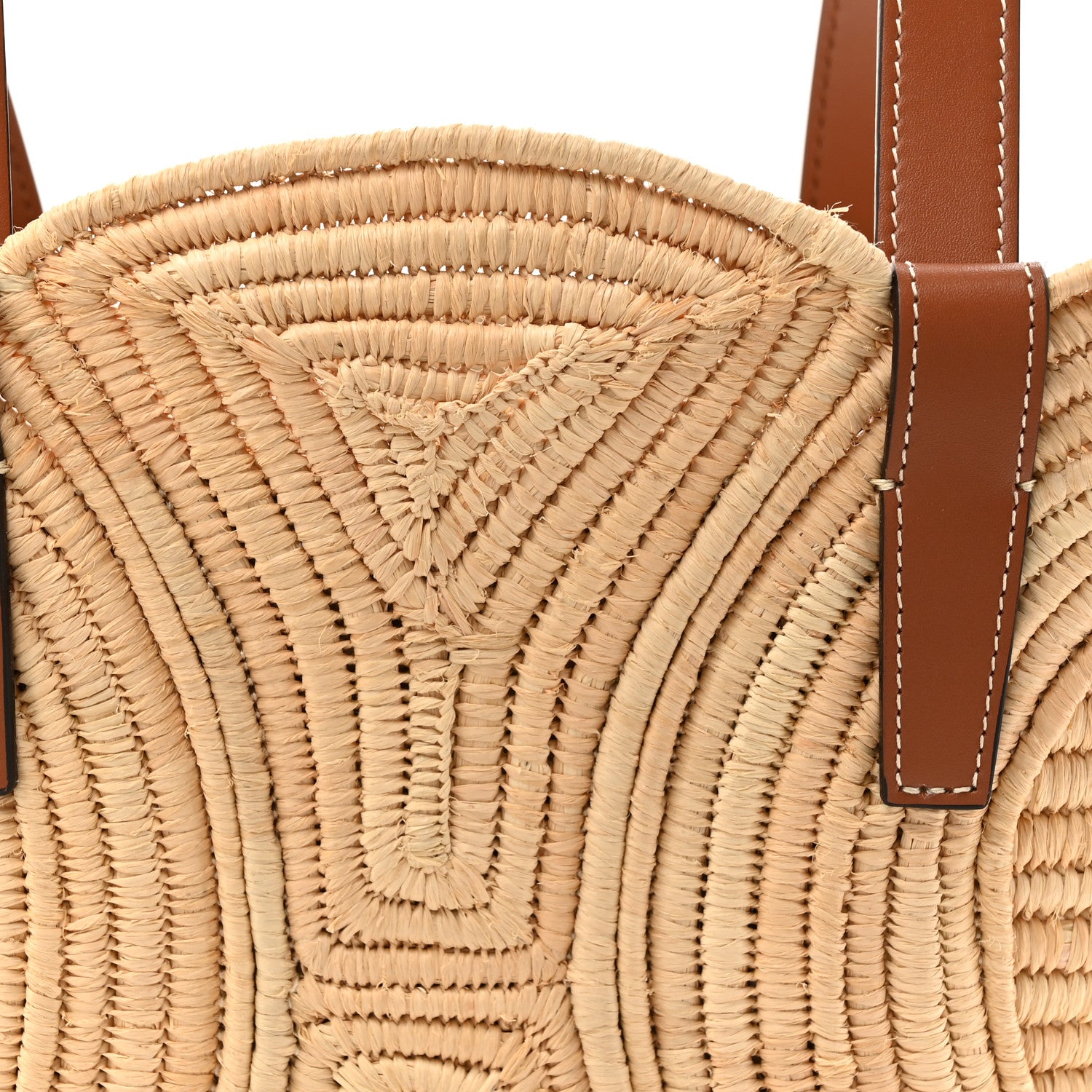 Celine Braided Raffia Calfskin Triomphe Small Panier Tan 7 of 9