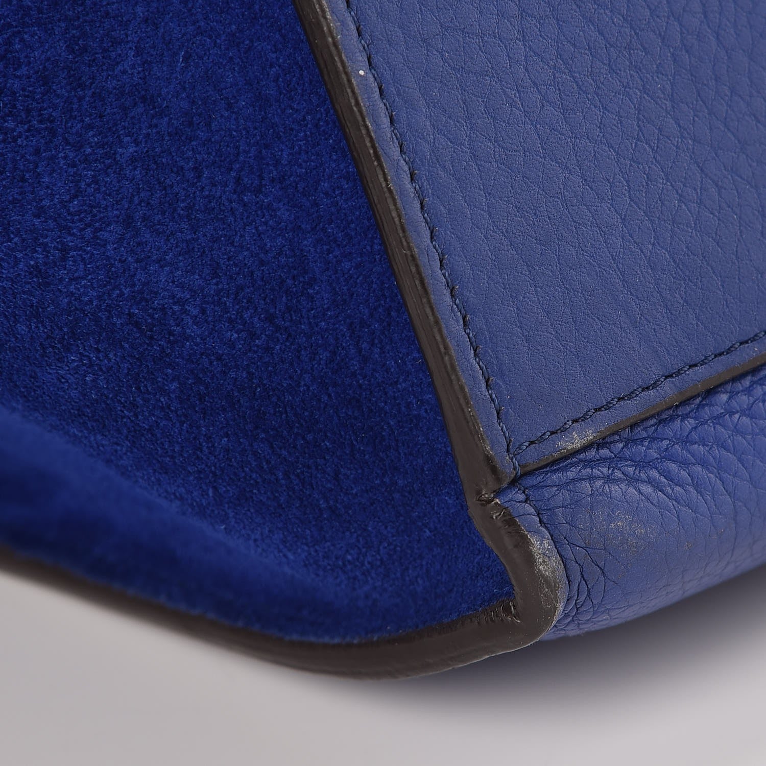 Celine Drummed Calfskin Suede Small Trapeze Indigo 14 of 18