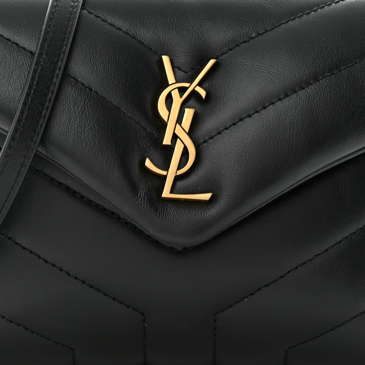 Calfskin Y Quilted Monogram Toy Loulou Crossbody Bag Black