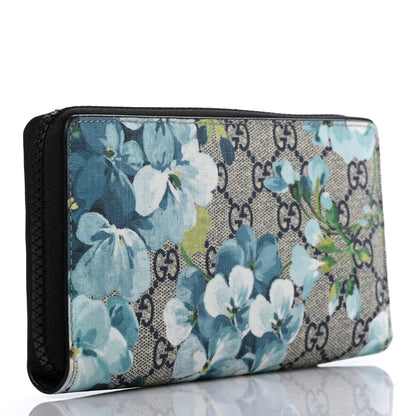 Gucci GG Supreme Monogram Blooms Zip Around Wallet Blue 3 of 7